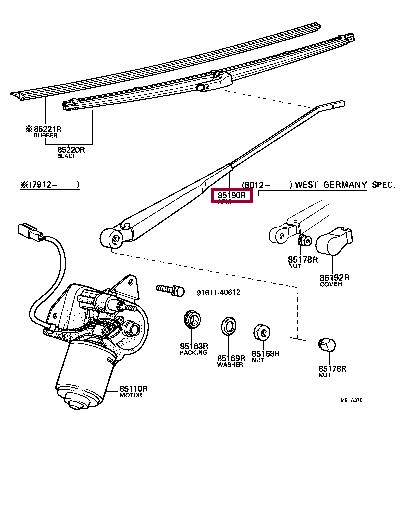 8519095A07 Toyota Рычаг стеклоочистителя