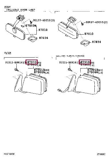 8791035460 Toyota Зеркало наружное заднего вида