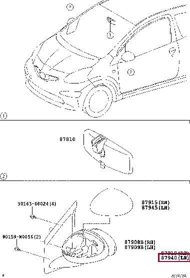 879400H011 Toyota Зеркало наружное заднего вида