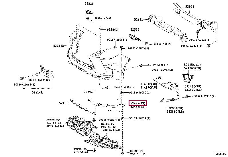 Накладка бампера Toyota 52437-48020
