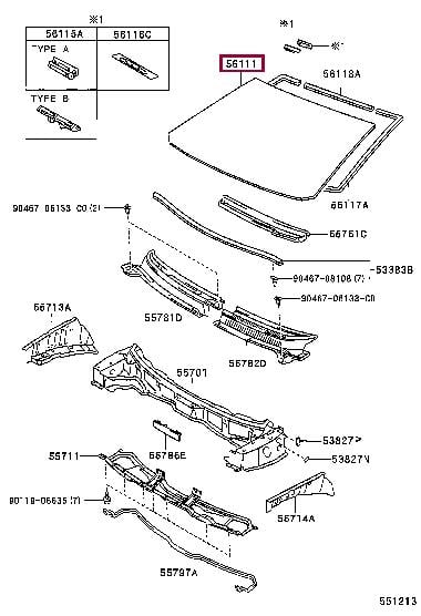 Лобове Toyota Corolla (Тойота Корола): 5611113020 Toyota Скло вітрове