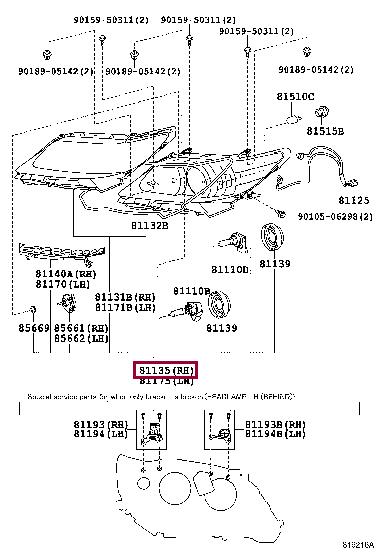 8110533C80 Toyota Фара основна