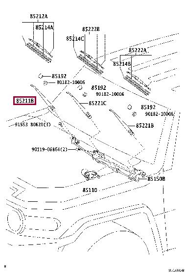 8521135140 Toyota Важіль склоочисника
