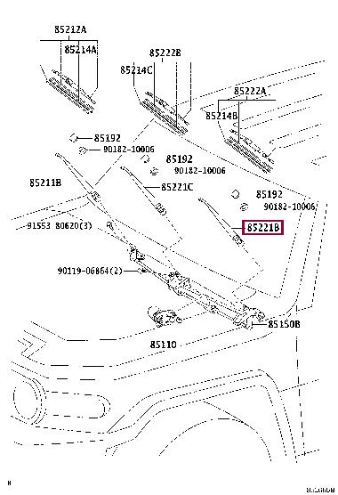 Важіль склоочисника передній лівий Toyota 85221-35141