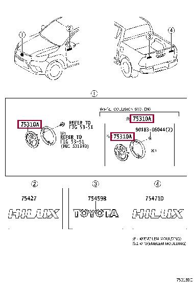 753100K040 Toyota Емблема