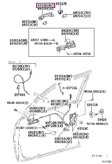 6921060280C0 Toyota РУЧКА ДВЕРИ ПЛАСТМАССОВАЯ
