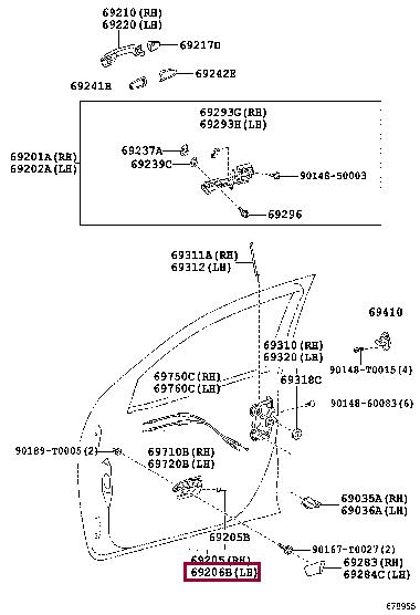 692060K120C0 Toyota Ручка двери