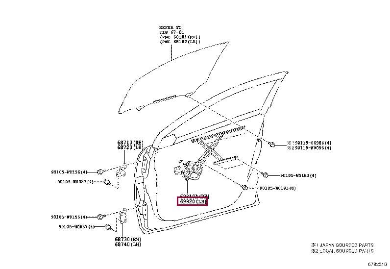 69820F4010 Toyota Стеклоподъемник