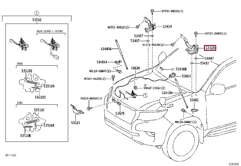 5342060120 Toyota Петля капота