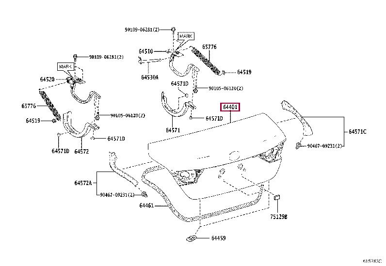 6440133770 Toyota Крышка багажника