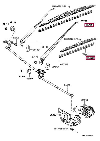Toyota 85220-32420 Щітка склоочисника 8522032420: Приваблива ціна - Купити в Україні на EXIST.UA! 8522032420 Toyota Щітка склоочисника