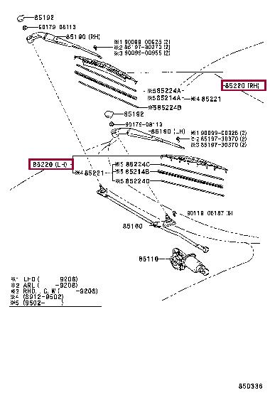 Toyota 85212-17071 Щітка склоочисника 8521217071: Приваблива ціна - Купити в Україні на EXIST.UA! 8521217071 Toyota Щітка склоочисника