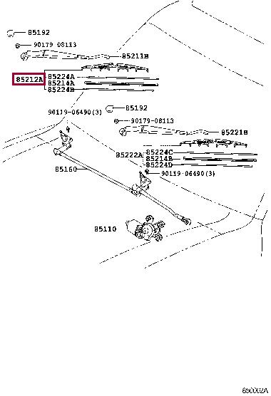 Toyota 85212-60070 Щітка склоочисника 8521260070: Приваблива ціна - Купити в Україні на EXIST.UA! 8521260070 Toyota Щітка склоочисника