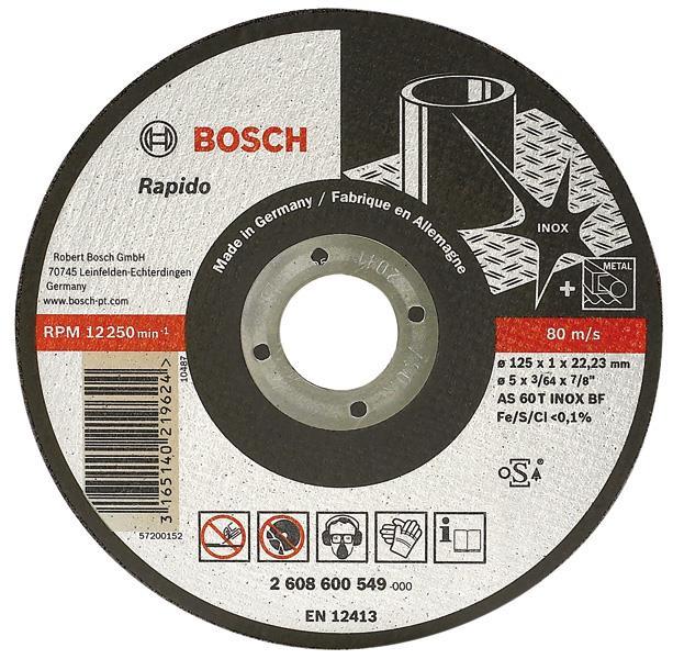 Bosch 2 608 600 549 Круг Bosch Inox-Rapido, вiдрiзний, прямий, 125Х1 мм. 2608600549: Приваблива ціна - Купити в Україні на EXIST.UA!