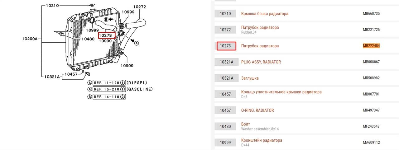 Mitsubishi MB222484 Патрубок системи охолодження MB222484: Купити в Україні - Добра ціна на EXIST.UA!