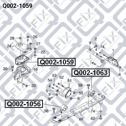 Подушка двигателя Q-fix Q002-1059