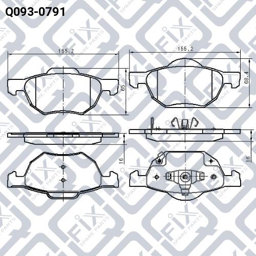Тормозные колодки дисковые, комплект Q-fix Q093-0791