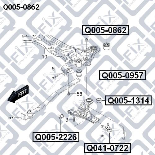 Сайлентблок подрамника переднего задний Q-fix Q005-0862