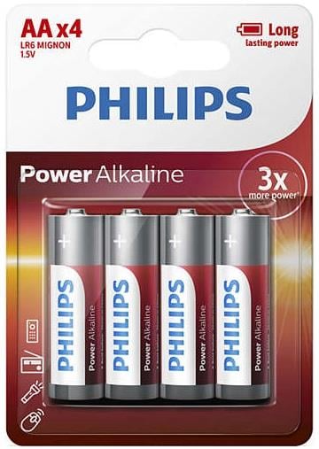 Philips LR6P4B/10 Батарейка Power Alkaline AA, 1,5V LR6P4B10: Приваблива ціна - Купити в Україні на EXIST.UA!