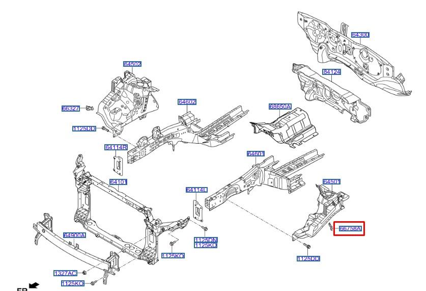 Кронштейн крыла переднего левого Hyundai/Kia 64515 D7000