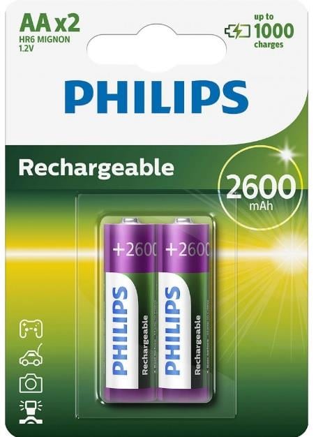 Philips R6B2A260/10 Батарейка Rechargeables Battery AA, 1,2V 2600mAh R6B2A26010: Приваблива ціна - Купити в Україні на EXIST.UA!