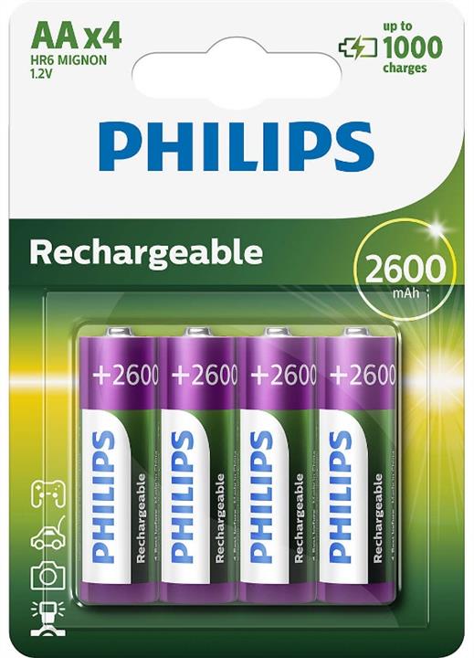 Philips R6B4B260/10 Батарейка Rechargeables Battery AA, 1,2V 2600mAh R6B4B26010: Купити в Україні - Добра ціна на EXIST.UA!