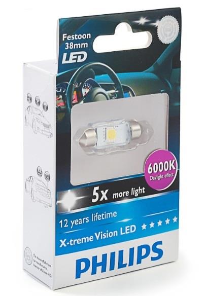 Philips 12859X1 Лампа світлодіодна Philips X-Treme Vision LED Festoon 38 12V SV8,5 12859X1: Приваблива ціна - Купити в Україні на EXIST.UA!