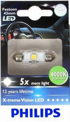 Philips 12945 1LED Лампа світлодіодна Philips X-Treme Vision LED Festoon 43 12V SV8,5 129451LED: Купити в Україні - Добра ціна на EXIST.UA!