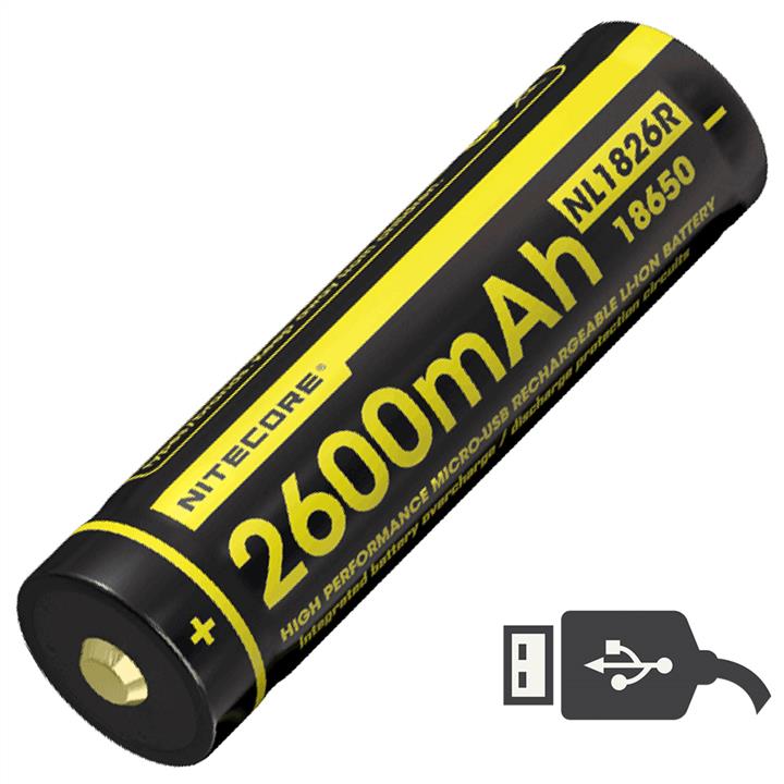 Nitecore NL1826R Акумулятор літієвий Li-Ion 18650, (2600mAh, USB), захищений NL1826R: Купити в Україні - Добра ціна на EXIST.UA!