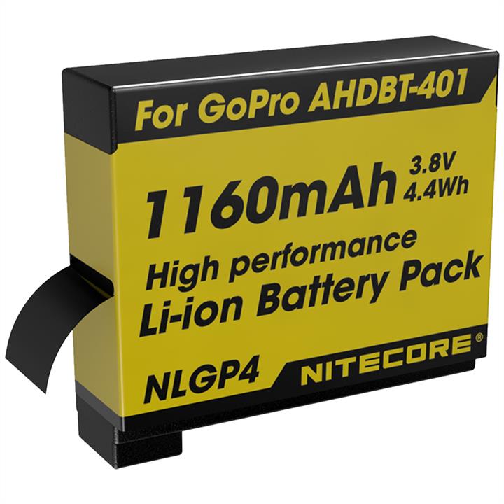Nitecore NLGP4 Акумулятор літієвий Li-Ion для GoPro AHDBT-401 3.7V (1160mAh) NLGP4: Приваблива ціна - Купити в Україні на EXIST.UA!