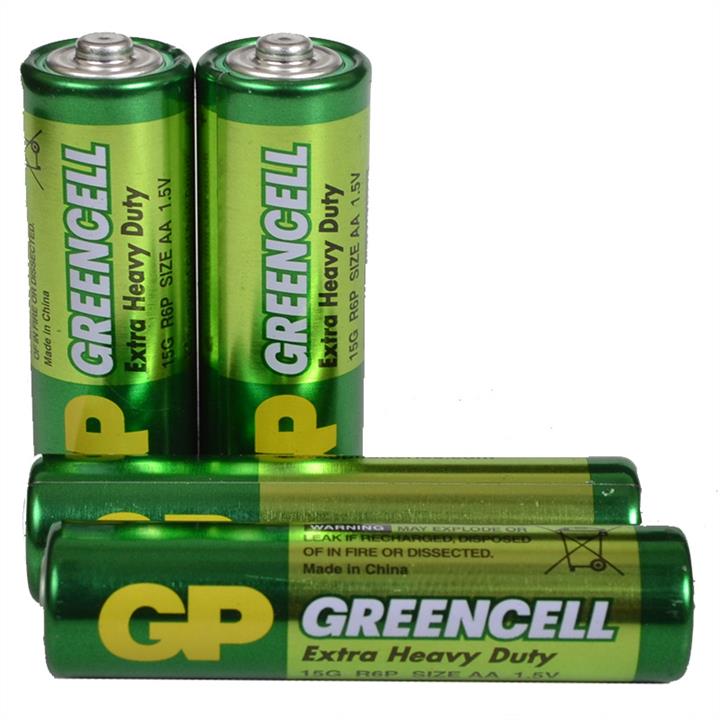 251014BLISTER GP Batteries Батарейка сольова AA Greencell (15G, R6P) GP 1.5V, 4 шт. в блістері