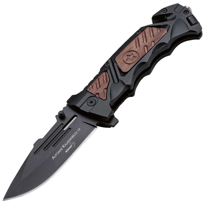 01KAL14 Boker Нож складной Boker Plus AK-14 (длина: 220мм, лезвие: 93мм, черное), деревянная накладка