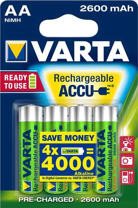 Varta 05716101404 Акумулятор Rechargeable Accu AA 2600mAh BLI 4 NI-MH 05716101404: Купити в Україні - Добра ціна на EXIST.UA!