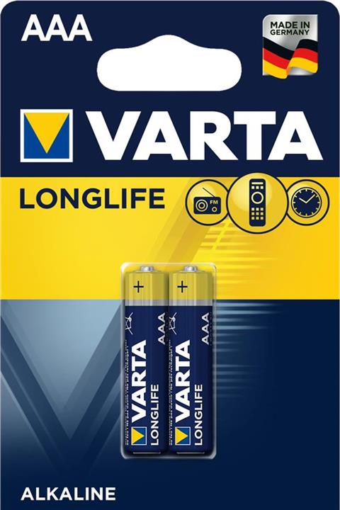 Varta 04103101412 Батарейка Longlife AAA BLI 2 Alkaline 04103101412: Купити в Україні - Добра ціна на EXIST.UA!