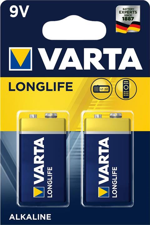 Varta 04122101412 Батарейка Longlife 6LR61 BLI 2 Alkaline 04122101412: Купити в Україні - Добра ціна на EXIST.UA!