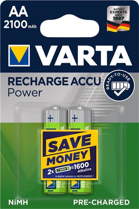 Varta 56706101402 Акумулятор Rechargeable Accu AA 2100mAh BLI 2 NI-MH 56706101402: Купити в Україні - Добра ціна на EXIST.UA!