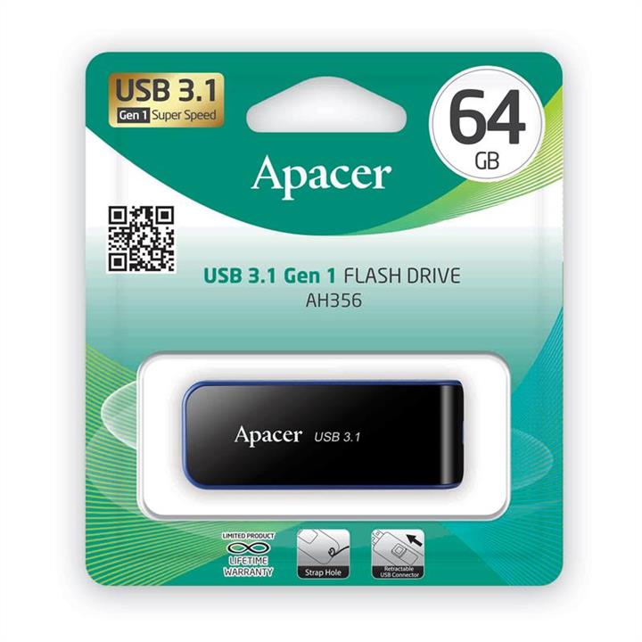 Apacer AP64GAH356B-1 Накопичувач Flash Apacer USB 3.1 AH356 64GB Black AP64GAH356B1: Купити в Україні - Добра ціна на EXIST.UA!