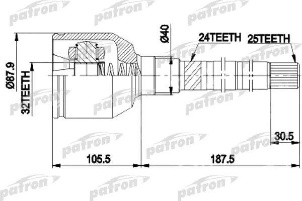 Patron PCV9938 Шарнір рівних кутових швидкостей (ШРКШ) PCV9938: Купити в Україні - Добра ціна на EXIST.UA!