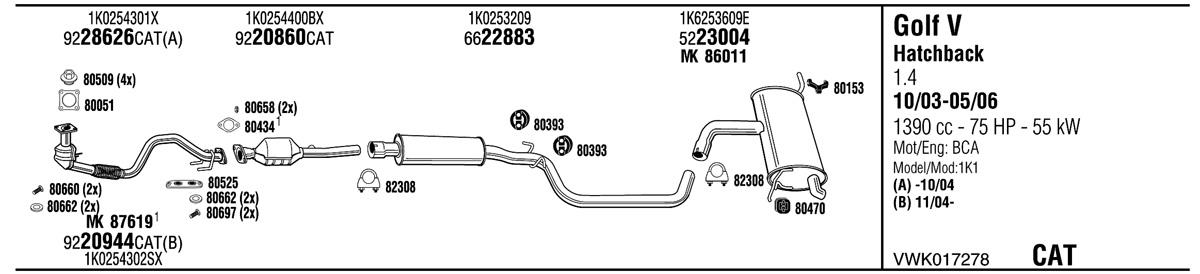 Walker VWK017278 Система випуску відпрацьованих газів VWK017278: Купити в Україні - Добра ціна на EXIST.UA!