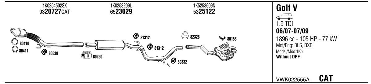 Walker VWK022555A Система випуску відпрацьованих газів VWK022555A: Купити в Україні - Добра ціна на EXIST.UA!