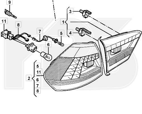 FP7442F2P FPS Фонарь задний внешний правый