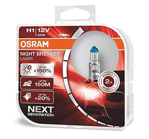 Osram Лампа галогенна Osram Night Breaker Laser +150% 12В H1 55Вт +150% – ціна 850 UAH