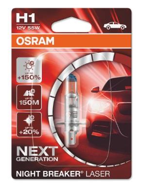 Osram 64150NL-01B Лампа галогенна Osram Night Breaker Laser +150% 12В H1 55Вт +150% 64150NL01B: Купити в Україні - Добра ціна на EXIST.UA!