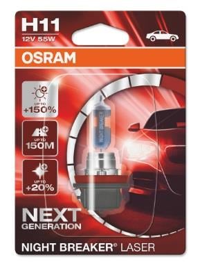 Osram 64211NL-01B Лампа галогенна Osram Night Breaker Laser +150% 12В H11 55Вт 64211NL01B: Купити в Україні - Добра ціна на EXIST.UA!
