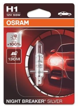 Osram 64150NBS-01B Лампа галогенна Osram Night Breaker Silver +100% 12В H1 55Вт +100% 64150NBS01B: Купити в Україні - Добра ціна на EXIST.UA!