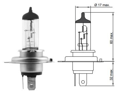 Лампа галогенна 12В H4 60&#x2F;55Вт +50% Tesla B30401