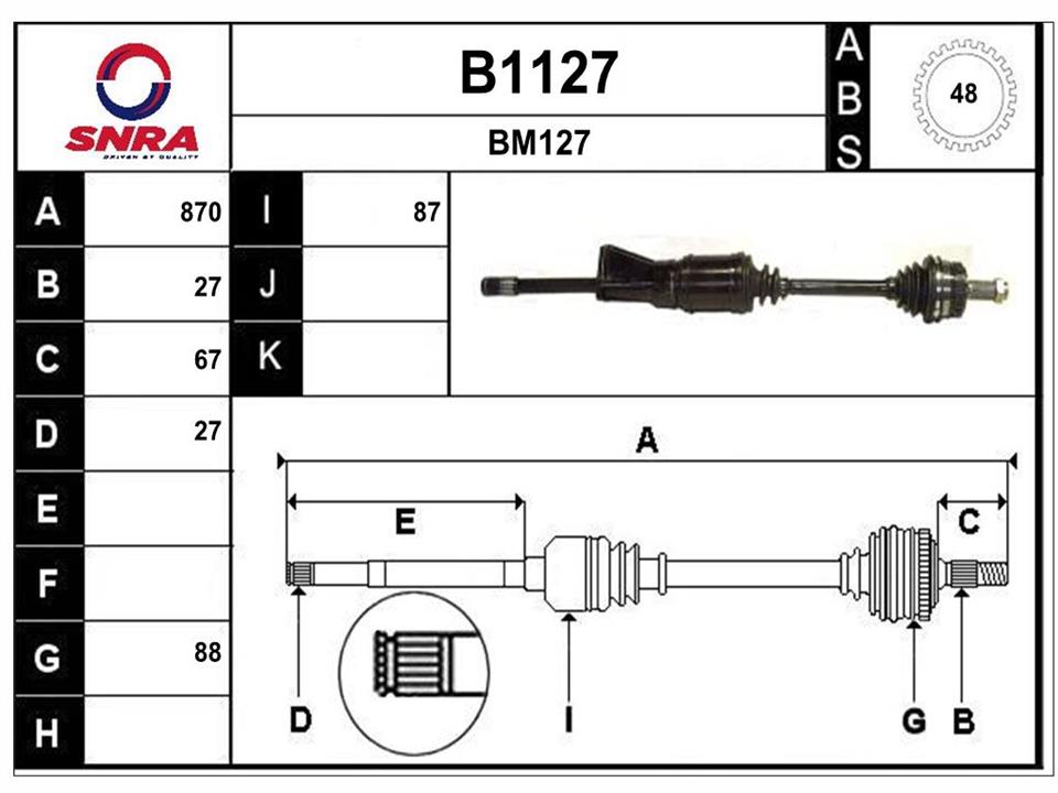 SNRA B1127 Вал привідний B1127: Купити в Україні - Добра ціна на EXIST.UA!