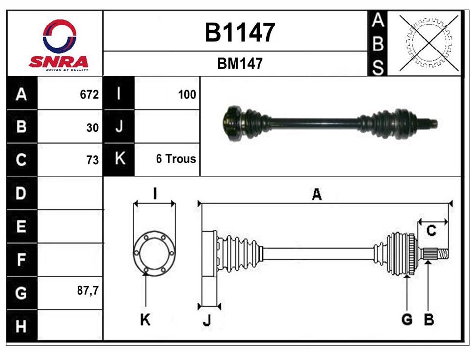 SNRA B1147 Вал привідний B1147: Купити в Україні - Добра ціна на EXIST.UA!