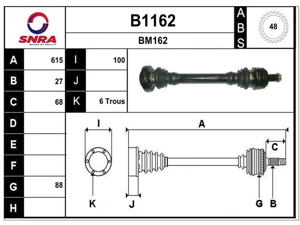 SNRA B1162 Вал привідний B1162: Купити в Україні - Добра ціна на EXIST.UA!
