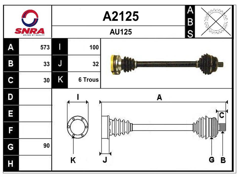 SNRA A2125 Вал привідний A2125: Купити в Україні - Добра ціна на EXIST.UA!